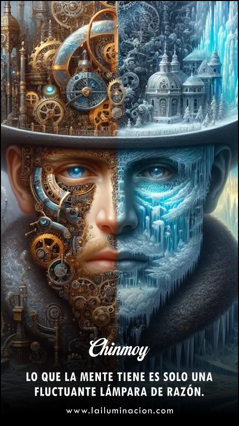 Lo que la mente tiene es solo una fluctuante lámpara de razón. Frase de Chinmoy