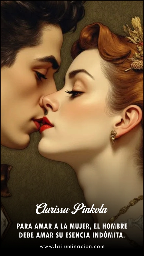 Para amar a la mujer, el hombre debe amar su esencia indómita. Frase de Clarissa Pinkola