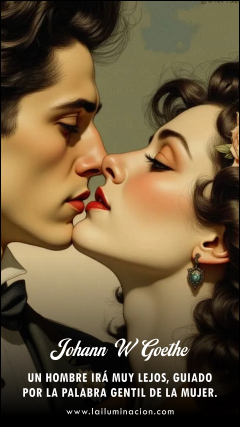 Un hombre irá muy lejos, guiado por la palabra gentil de la mujer. Frase de Johann W Goethe