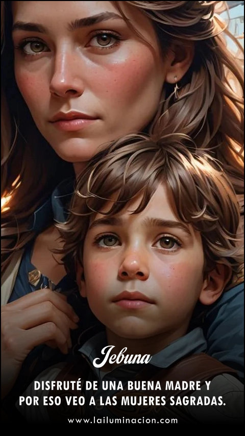 Disfruté de una buena madre y por eso veo a las mujeres sagradas. Frase de Jebuna