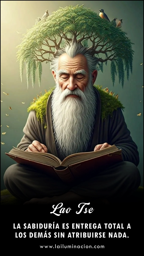 La sabiduría es entrega total a los demás sin atribuirse nada. Frase de Lao Tse