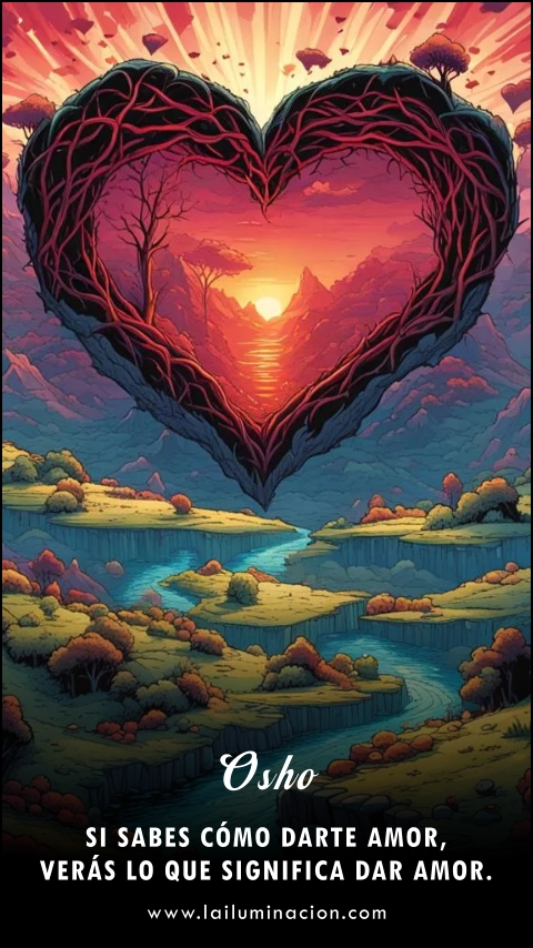 Si sabes cómo darte amor, verás lo que significa dar amor. Frase de Osho