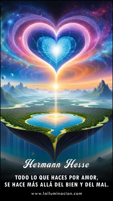 Todo lo que haces por amor, se hace más allá del bien y del mal. Frase de Hermann Hesse