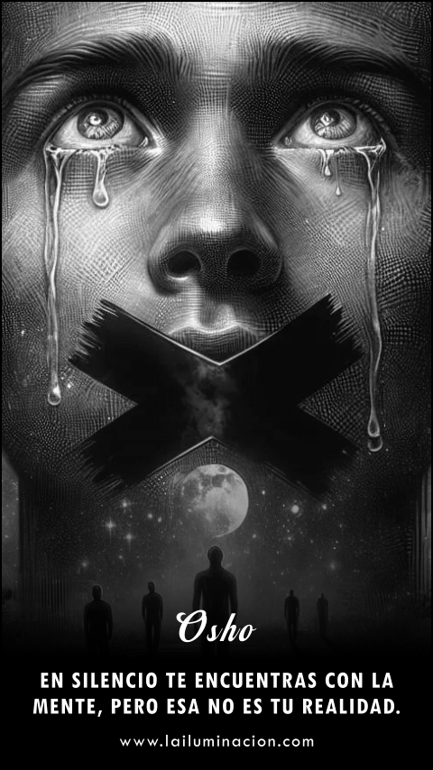 En silencio te encuentras con la mente, pero esa no es tu realidad. Frase de Osho