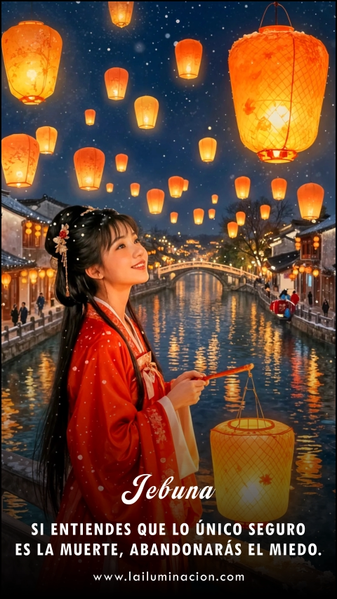 Imagen de la frase: Si entiendes que lo único seguro es la muerte, abandonarás el miedo.