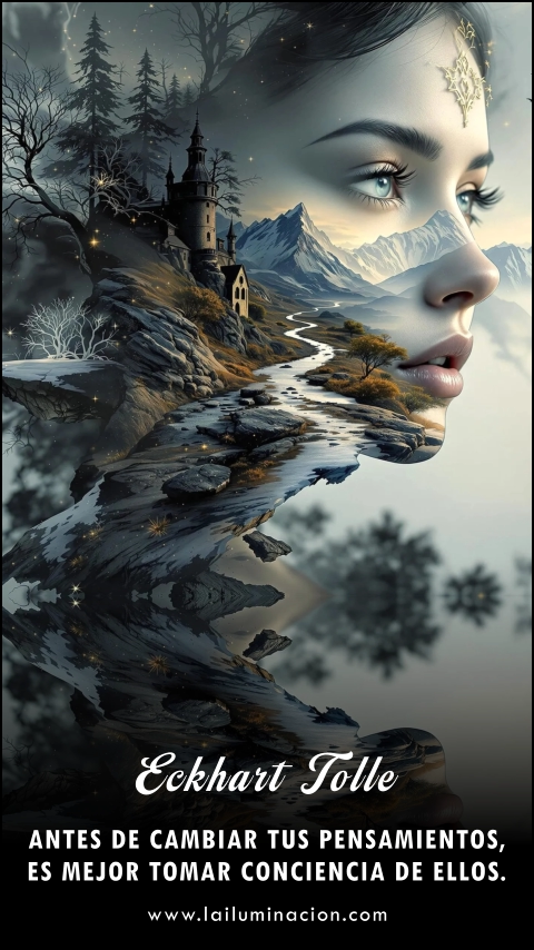 Imagen de la frase: Antes de cambiar tus pensamientos, es mejor tomar conciencia de ellos.