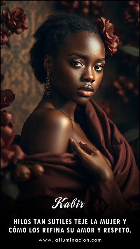 Imagen de la frase: Hilos tan sutiles teje la mujer y cómo los refina su amor y respeto.