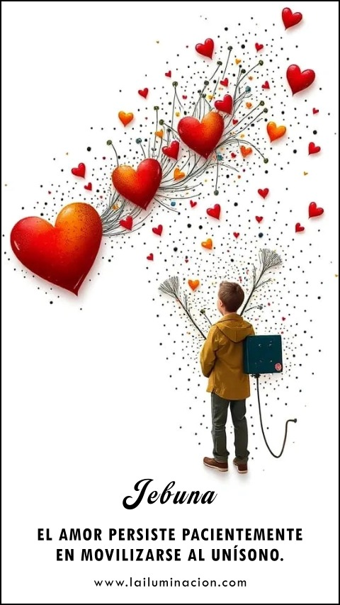 Imagen de la frase: El amor persiste pacientemente en movilizarse al unísono.